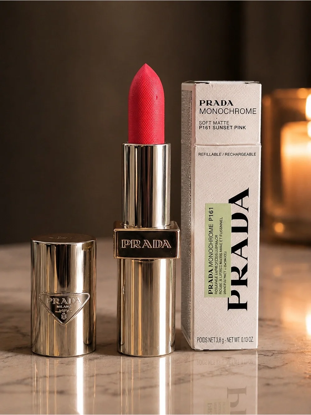 Prada Monochrome Soft Matte Lipstick – P161 Sunset Pink